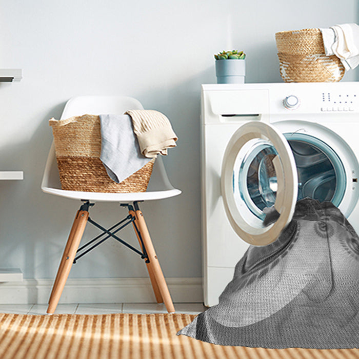 Machine Washable Transitional Black Rug in a Washing Machine, wshpat1418gry