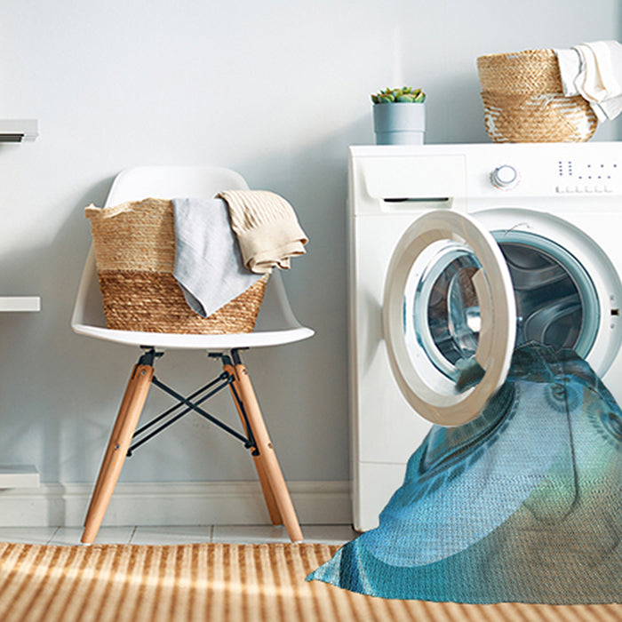 Machine Washable Transitional Dark Blue Grey Blue Rug in a Washing Machine, wshpat1418lblu