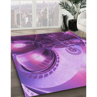 Patterned Dark Magenta Purple Rug, pat1418pur