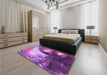 Patterned Dark Magenta Purple Rug in a Bedroom, pat1418pur