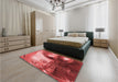 Patterned Red Rug in a Bedroom, pat1418rd