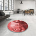 Round Patterned Red Rug in a Office, pat1418rd