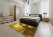 Patterned Yellow Rug in a Bedroom, pat1418yw