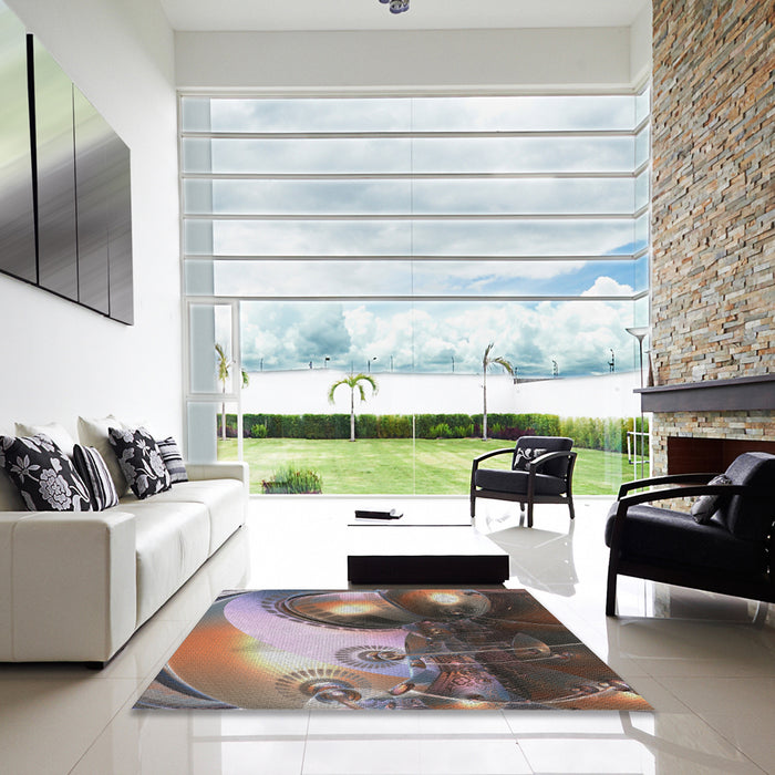 Square Machine Washable Transitional Bakers Brown Rug in a Living Room, wshpat1418