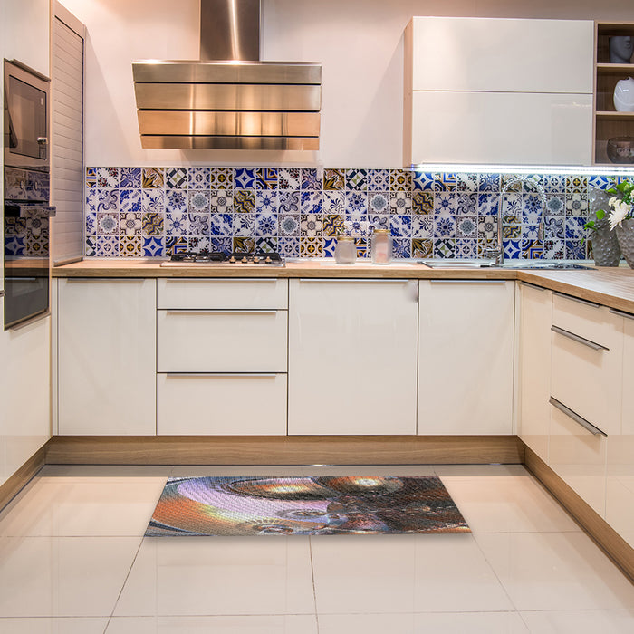 Patterned Bakers Brown Novelty Rug in a Kitchen, pat1418