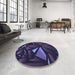 Round Patterned Deep Periwinkle Purple Rug in a Office, pat1419blu