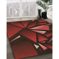 Patterned Dark Red Rug, pat1419brn