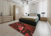 Patterned Dark Red Rug in a Bedroom, pat1419brn