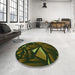 Round Patterned Midnight Gray Rug in a Office, pat1419grn