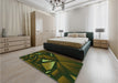 Patterned Midnight Gray Rug in a Bedroom, pat1419grn