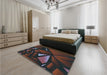 Patterned Carbon Gray Rug in a Bedroom, pat1419lblu