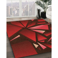 Patterned Tomato Red Rug, pat1419org