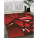 Patterned Tomato Red Rug in Family Room, pat1419org