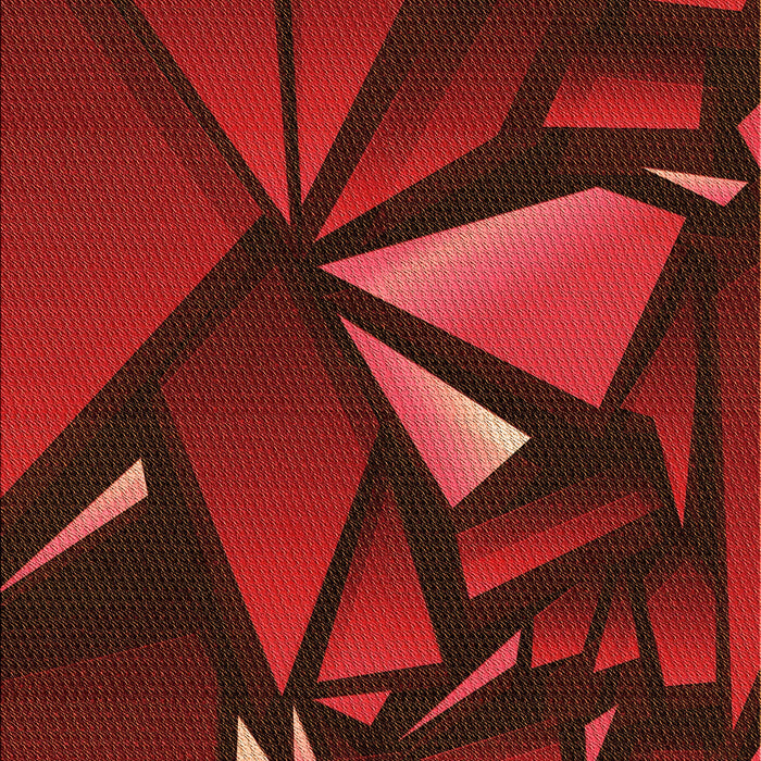 Patterned Tomato Red Rug, pat1419org