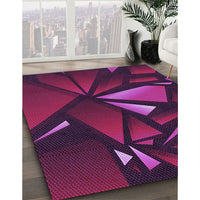 Patterned Dark Magenta Purple Rug, pat1419pur