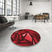 Round Patterned Tomato Red Rug in a Office, pat1419rd