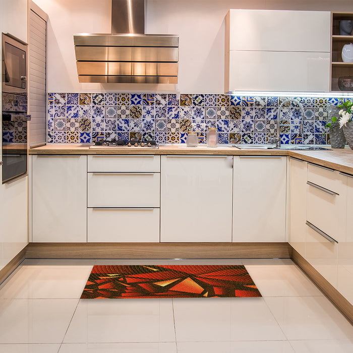 Patterned Mahogany Brown Rug in a Kitchen, pat1419yw