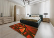 Patterned Mahogany Brown Rug in a Bedroom, pat1419yw