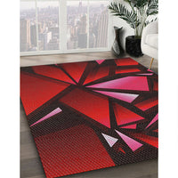 Patterned Brown Red Novelty Rug, pat1419