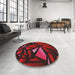 Round Patterned Brown Red Novelty Rug in a Office, pat1419