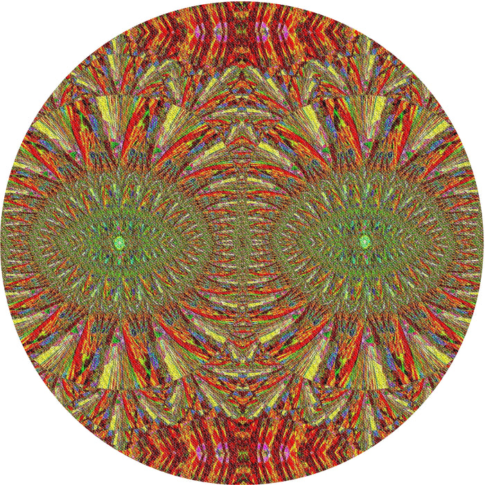 Square Machine Washable Transitional Brass Green Rug, wshpat141