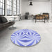 Round Patterned Light Slate Blue Rug in a Office, pat142blu