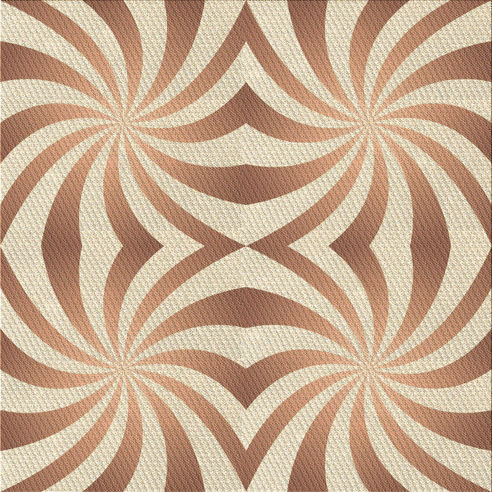 Round Machine Washable Transitional Deep Peach Orange Rug, wshpat142brn