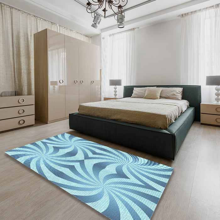 Patterned Blue Rug in a Bedroom, pat142lblu