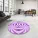 Round Patterned Blossom Pink Rug in a Office, pat142pur