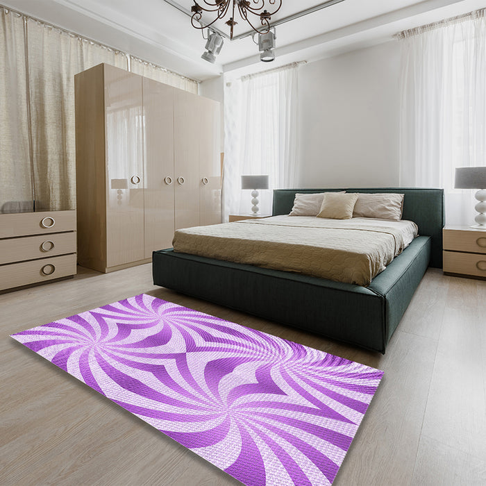 Patterned Blossom Pink Rug in a Bedroom, pat142pur