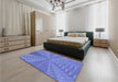 Patterned Sky Blue Rug in a Bedroom, pat1420blu