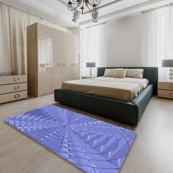 Patterned Sky Blue Rug in a Bedroom, pat1420blu