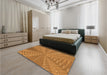 Patterned Dark Orange Rug in a Bedroom, pat1420org