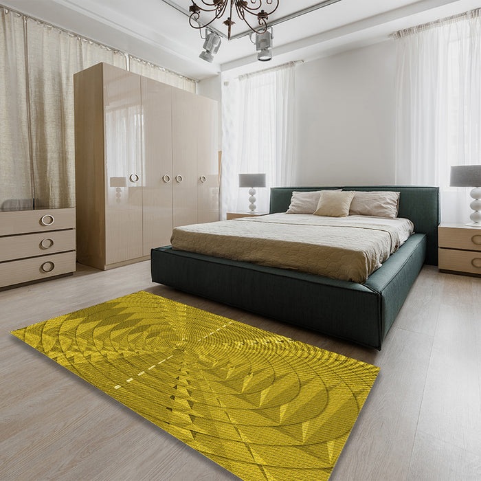 Patterned Dark Bisque Brown Rug in a Bedroom, pat1420yw