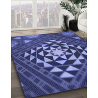 Patterned Light Slate Blue Rug, pat1421blu