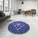 Round Patterned Light Slate Blue Rug in a Office, pat1421blu