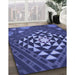 Patterned Light Slate Blue Rug in Family Room, pat1421blu