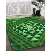 Patterned Deep Emerald Green Rug, pat1421grn