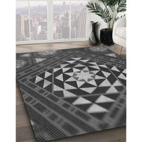 Patterned Dark Gray Black Rug, pat1421gry