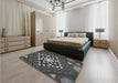 Patterned Dark Gray Black Rug in a Bedroom, pat1421gry