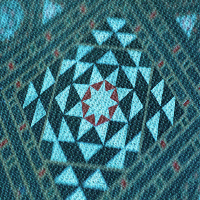 Patterned Dark Turquoise Green Rug, pat1421lblu