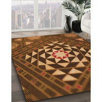 Patterned Red Brown Rug, pat1421org