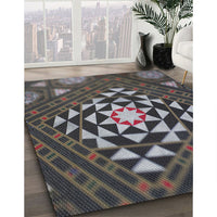 Patterned Charcoal Black Novelty Rug, pat1421