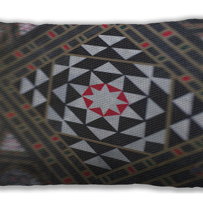 Patterned Rectangular Charcoal Black Lumbar Throw Pillow, 13 inch by 19 inch, lbpat1421