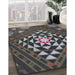 Patterned Charcoal Black Novelty Rug in Family Room, pat1421