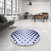 Round Patterned Lavender Blue Rug in a Office, pat1422blu