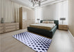 Patterned Lavender Blue Rug in a Bedroom, pat1422blu