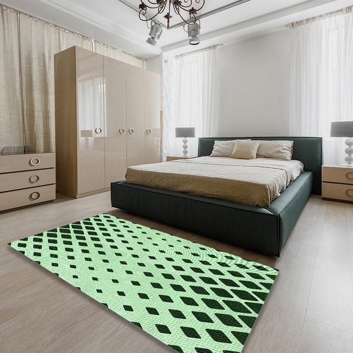 Round Machine Washable Transitional Mint Green Rug in a Office, wshpat1422grn