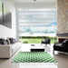 Square Patterned Mint Green Rug in a Living Room, pat1422grn