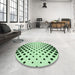 Round Patterned Mint Green Rug in a Office, pat1422grn